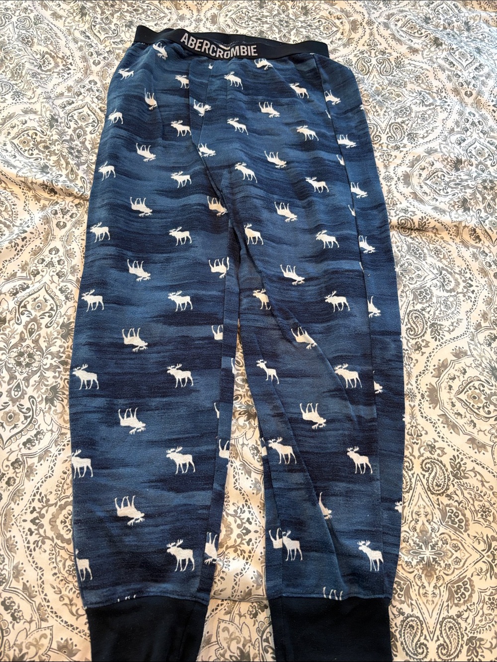 abercrombie kids Navy Blue Moose Print Pajama Bottoms